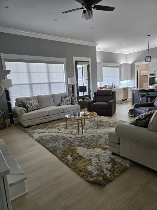 Light-filtering shades — Living room